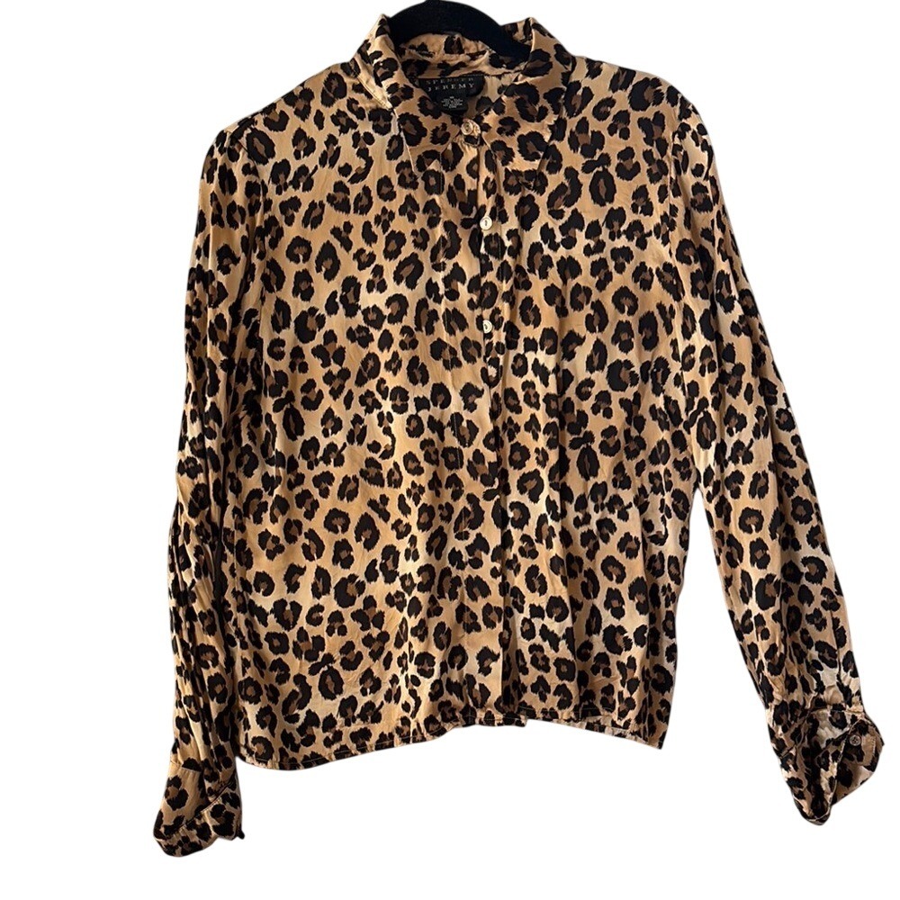Spenser Jeremy 100%‎ Silk Leopard Print Women's Top